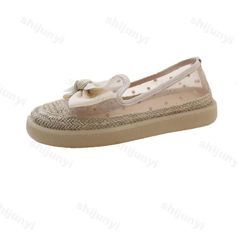 Fashion Bow Dot Design Fashion Casual Single Shoes Women's 2025 Summer New Mesh Breathable Comfortable Sandals Low Top Thick Soled Shoes