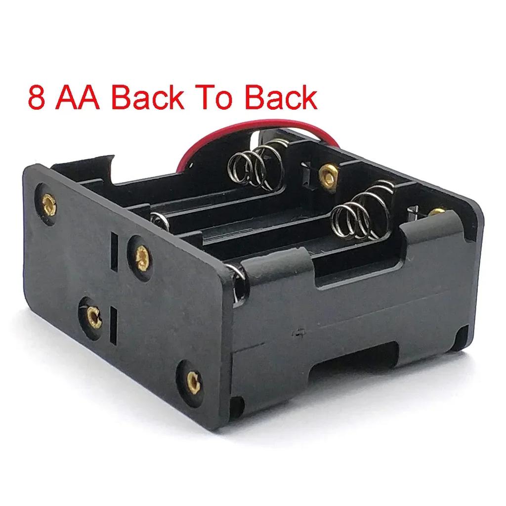 Black Plastic 4X 6X 8X 10X  AA Battery Storage Case AA Back To Back Holder Container Aa Battery Storage Box Case Wire Lead Pin