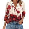 Women's Fashion Casual Lapel 3/4 Sleeve Halloween Print Shirt Women's V-Neck Tops