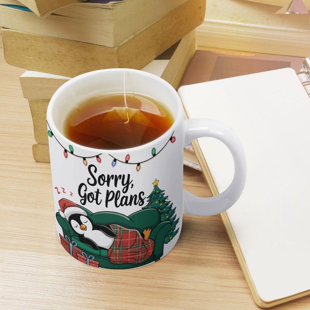 1pc 11oz blank ceramic coffee mug, double-sided printed cup, glossy coating, durable shape, daily drink companion for coffee and hot tea
