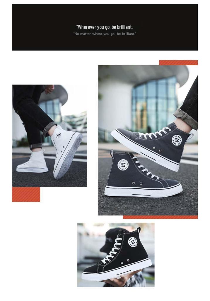 Men's Harajuku-Style High-Top Canvas Shoes: Trendy, Comfortable Casual Footwear for Teenagers and Students