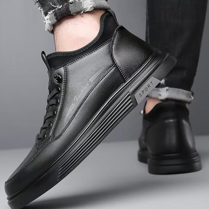 Męskie buty casualowe na deskę, podwyższające wewnętrznie, oddychające, biznesowe buty skórzane 2026 nowe, na miękkiej podeszwie, welurowe buty wsuwane