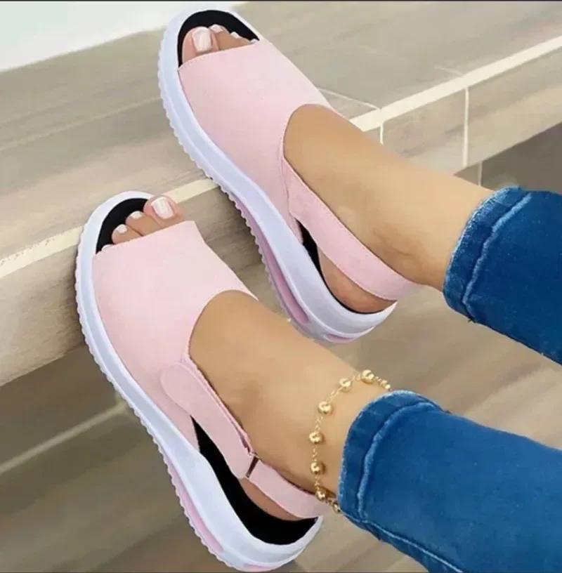 fashion Summer Women's Shoes Platform Sandals Stretch Fabric Fashion Shoes Women Comfort Walking Ladies Sandalias Female Casual Footwear