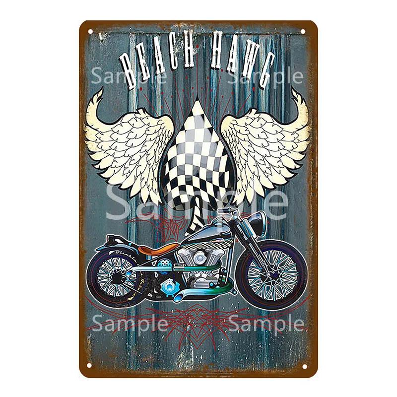 Motor Rider Tin Sign Motorcycle Club Garage Wall Stickers Metal Signs Decor Vintage Shabby Plate Painting Decorative Plaques