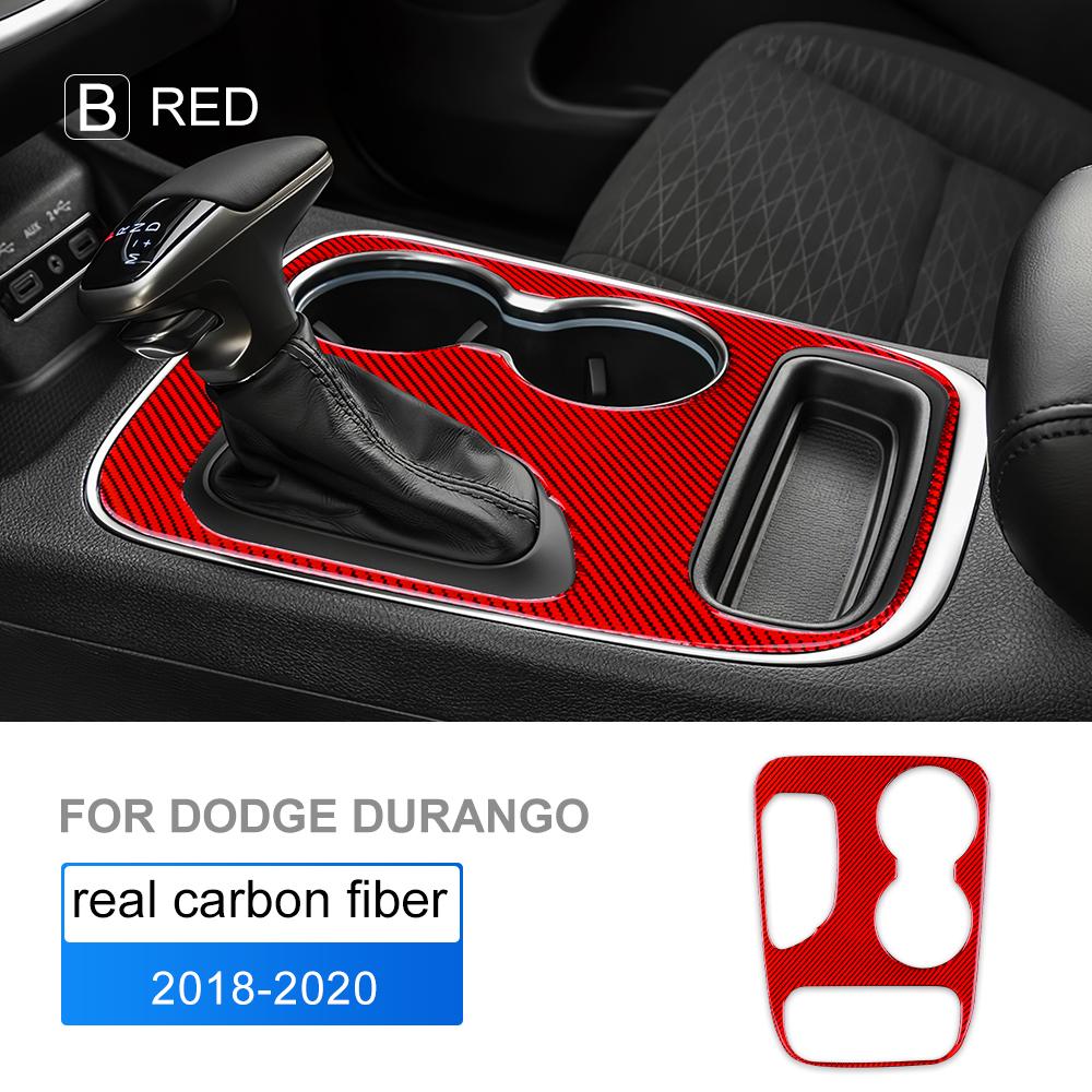 Real Soft Carbon Fiber For Dodge Durango 2018   Car Gear Shift Panel Transmission Console Cover Sticker Interior
