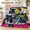 Chainsaw Man Custom Name Flannel Throw Blanket Soft Warm for Sofa Bed Indoor Home Use