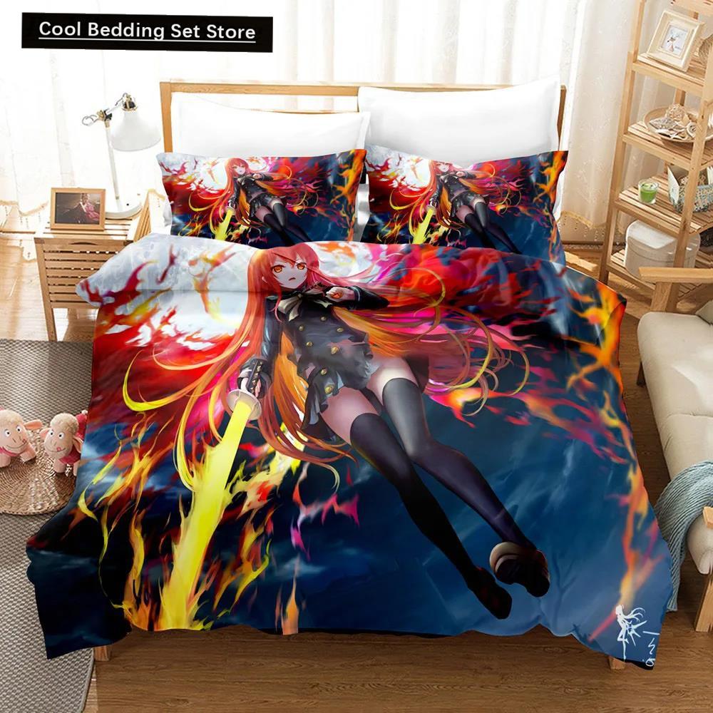 Kawaii Flicka Tecknad Shakugan No Shana Sängkläder Set Anime Sänglinne Täcke Påslakan Set Heminredning Enkel Queen King Size Gåva