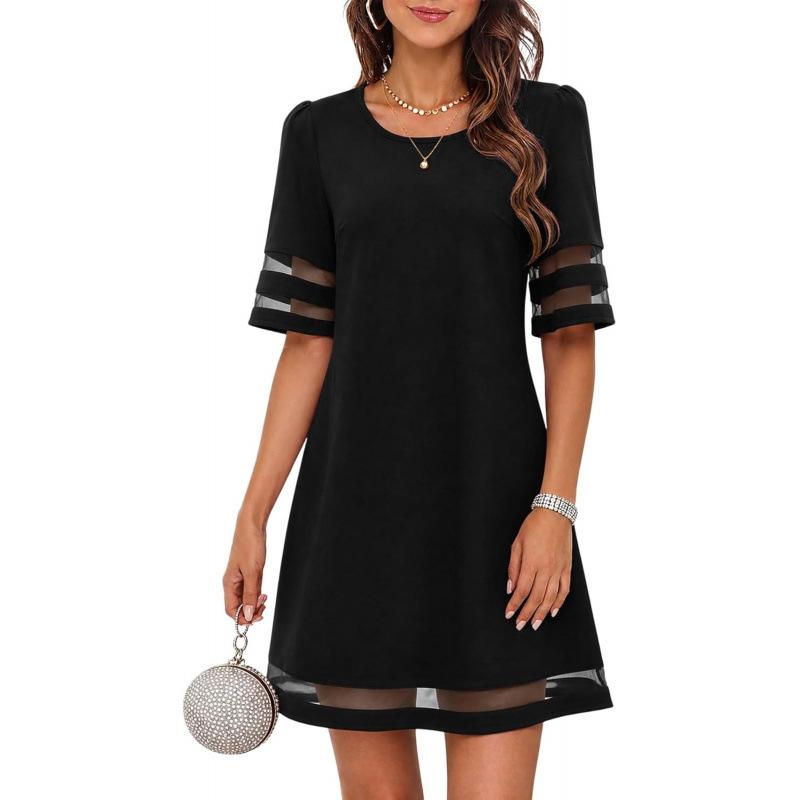 Sweet and pure desire wind 2026 summer new high-end sense versatile lazy A-shaped dress women S чёрный