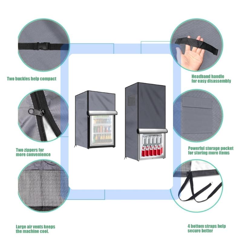 Waterproof Upright Freezer Lid with Zipper Dustproof Refrigerator Cover With Enhanced Durability For Outdoor Use