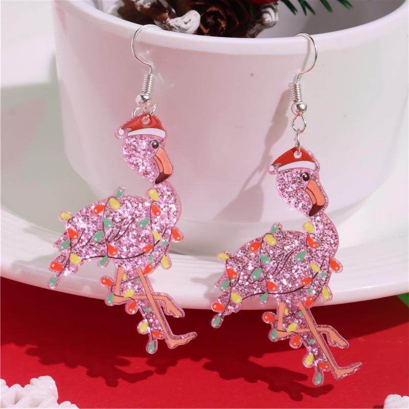 Women's Christmas Flamingo Dangle Earrings - Creative and Versatile Design