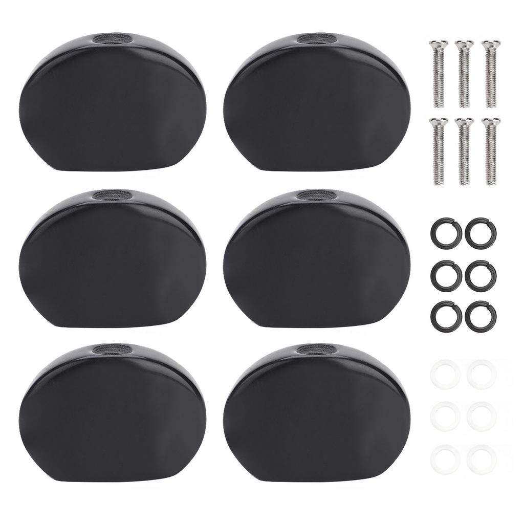 6 Pcs Guitar Tuning Peg Buttons Oval Black Machine Head Buttons Guitar Replacement Parts Instrument Accessory