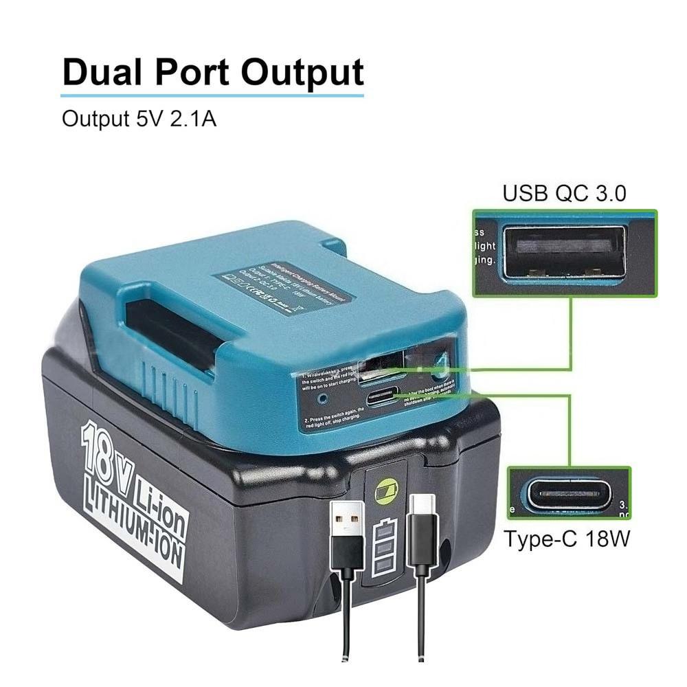 For Makita 18V with USB with Type-C Battery Holder for Makita 18V Battery BL1840 BL1850 BL1860 Charger Adapter Charging