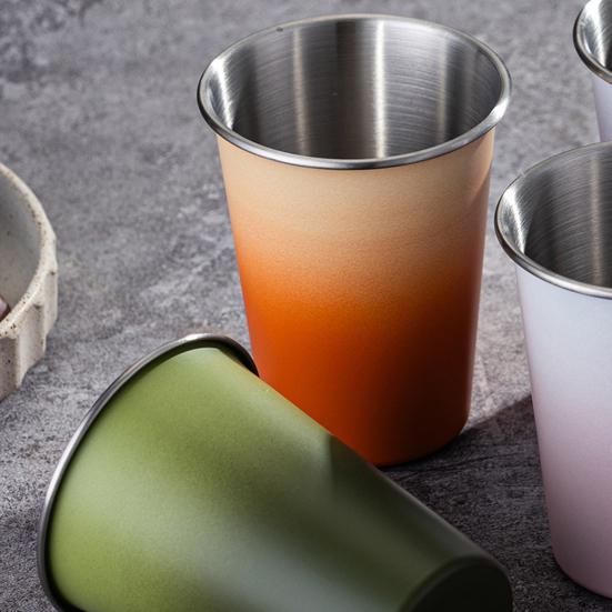 Yousheng Stainless Steel Cup, Reusable with Gradient Color Camping Cup, Frosted Texture Lightweight Beer Cup for Outdoor Picnic