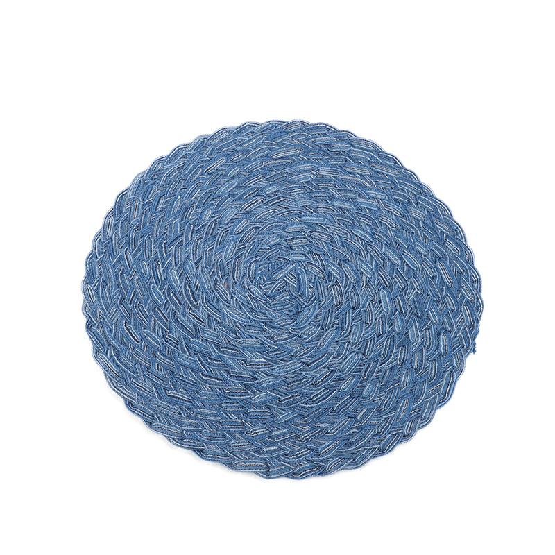 Mantel Redondo Trenzado Lavable Algodón Lino Resistente al Calor 30/35/38cm Mantel Individual de Mesa Para Cocina Navidad Mesa de Comedor Decoración de Fiesta