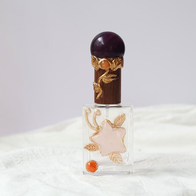 

Natural Crystal Glass Dropper Bottle Storage Containers Refillable Perfume Dispenser with Crystal Decor for Essential Oils Gifts