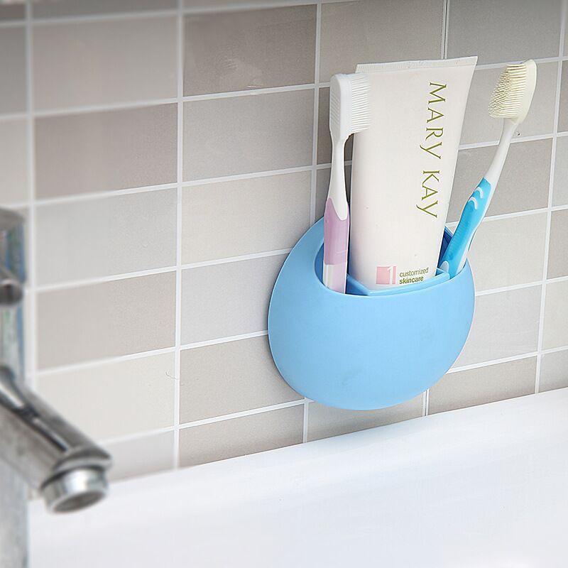Bathroom Toothbrush Home Holder Wall Mount Suction Cup Toothpaste Storage Rack