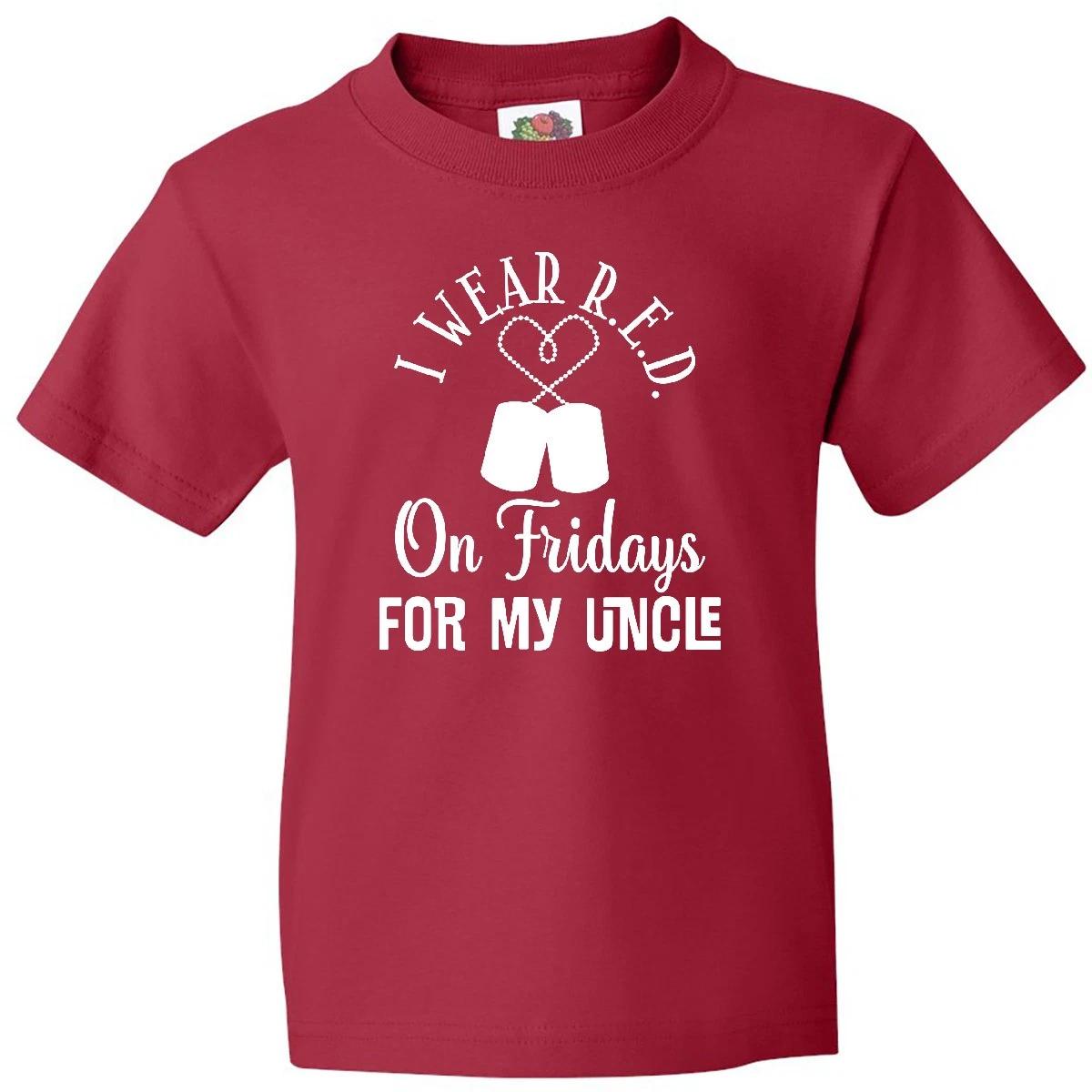 Inktastic I Wear Red For My Uncle Military Friday Youth T-Shirt Deployt R E D 100