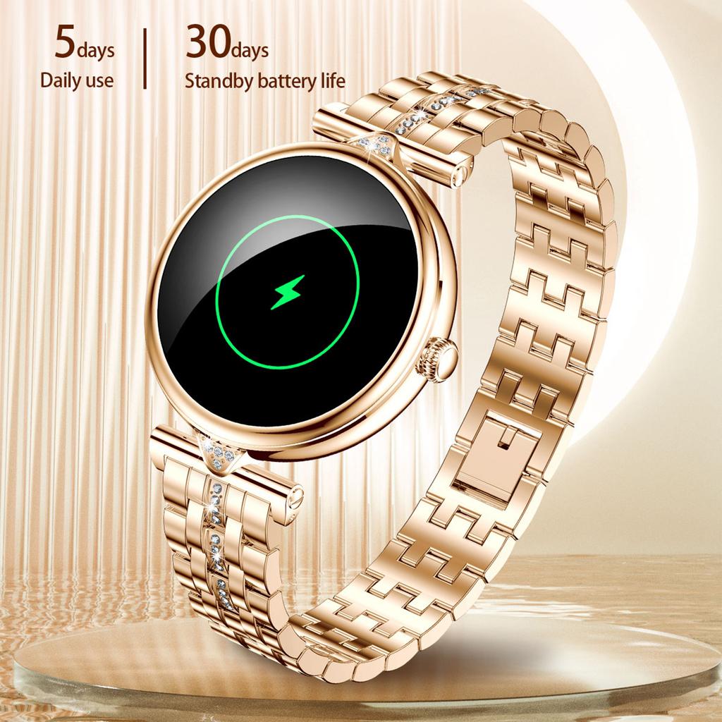 AK73 Women's Smart Watch Sports Monitor Waterproof Bracelet with Steel Strap