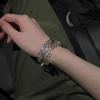 silver  glossy irregular hollow out leaf butterfly bracelets for women unique design high-end Wide bracelet party