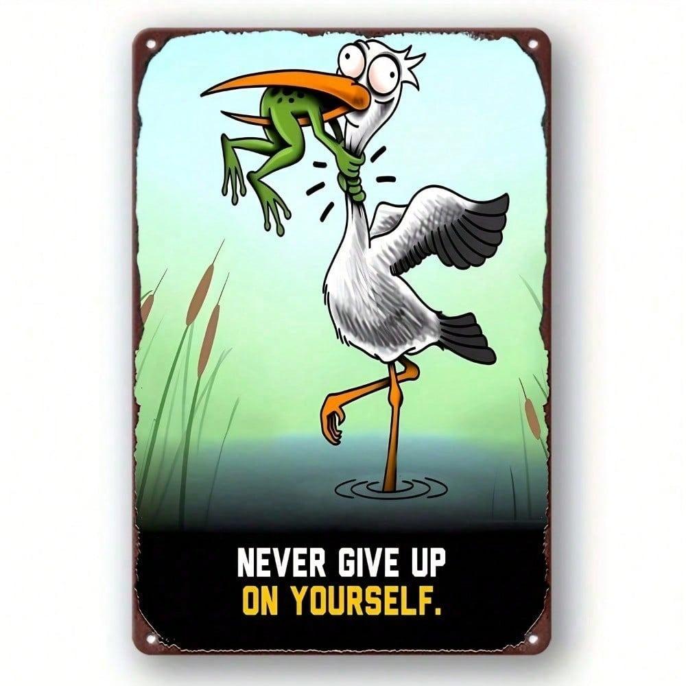 Never Give Up on Yourself Retro Metal Sign 8x12 Inch Vintage Tin Plaque Inspirational Wall Decor for Home Bar Coffee Shop Office