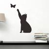 Creative Artistic Solid Color Cat and Butterfly Wall Sticker for Bedroom Entryway Self-Adhesive Removable Decoration