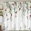 Red Floral Blossom Shower Curtain for Bathroom Plum Asian Japanese Cherry Blossoming Weeping Flower Bathtub Decor Waterproof