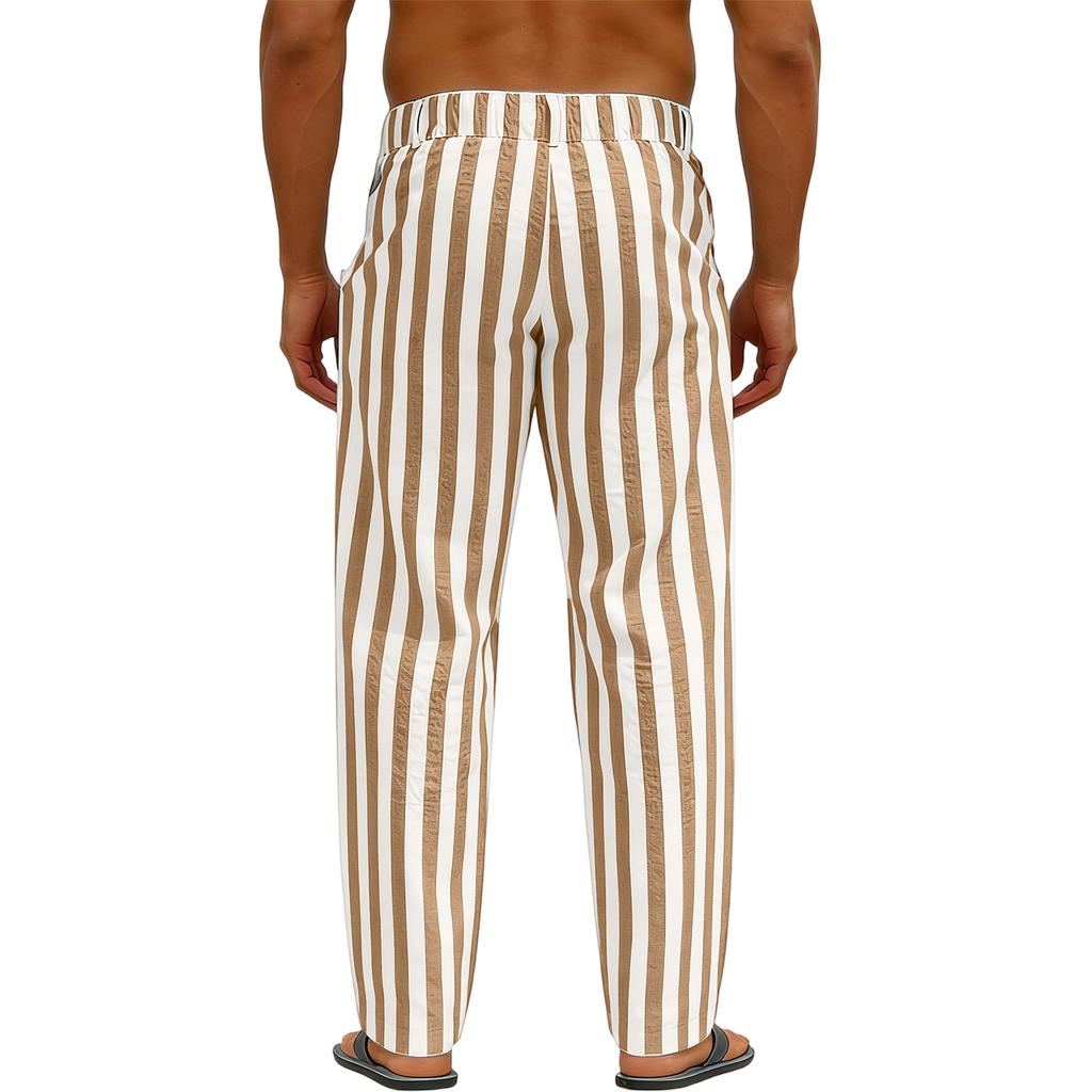 Men's Sporty Casual Striped Elastic Waist Straight Leg Pants