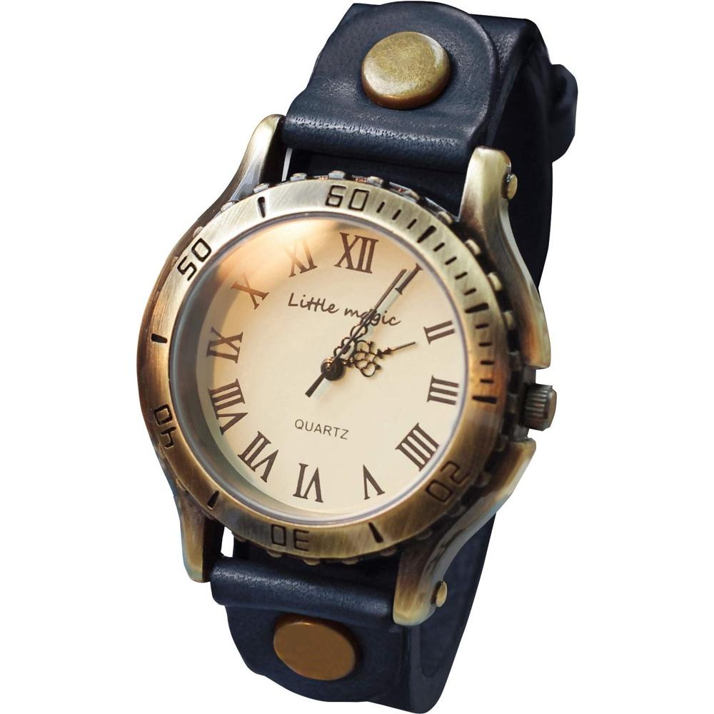

[Little Magic] [Japanese leather that changes over time] movement] [Metal allergy compatible] Watch Men s Women s Antique Style/Old Clock (Navy L