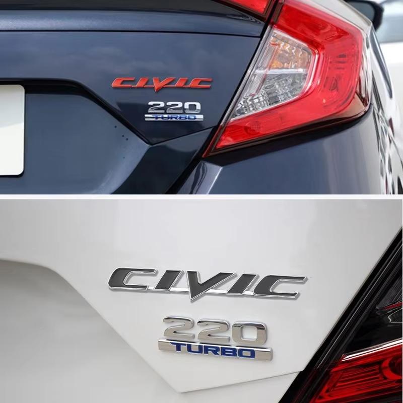Metal Car Sticker Emblem Badge Decals Decoration For Honda CIVIC Logo Emblem Sticker Fender Trunk Badge Exterior Auto Accessorie