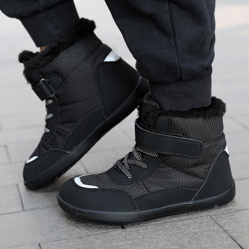 

Детские широкие босоножки для снега, подходящие для детей, утолщенная водонепроницаемая хлопковая обувь 25 чёрный