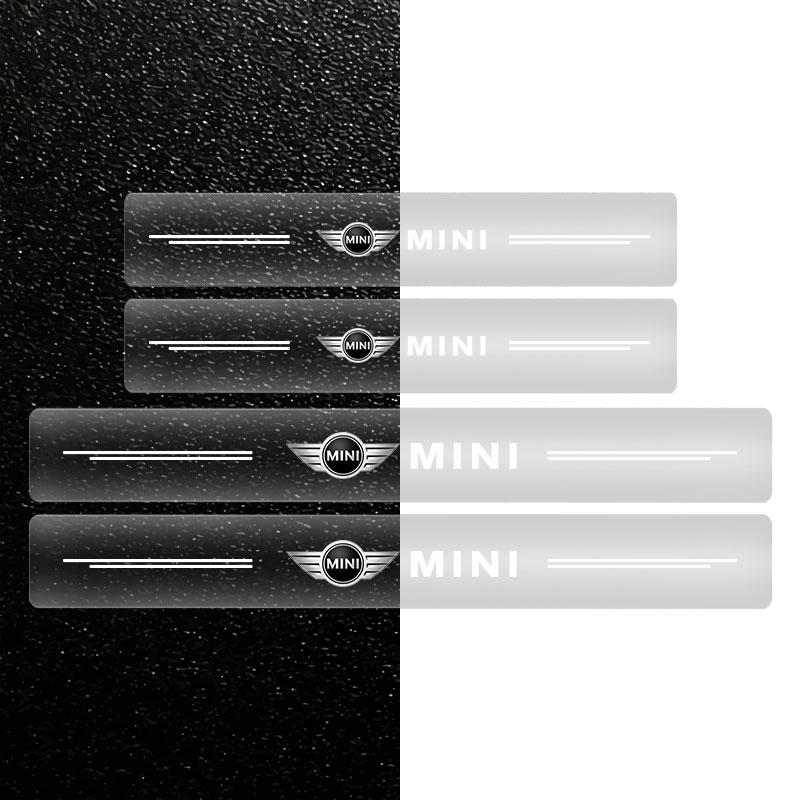 4Pcs Car Threshold Strip Transparent Sticker Decorative Badge For MINI F54 F55 F56 R56 R60 SONE Roadster Clubman Coupe