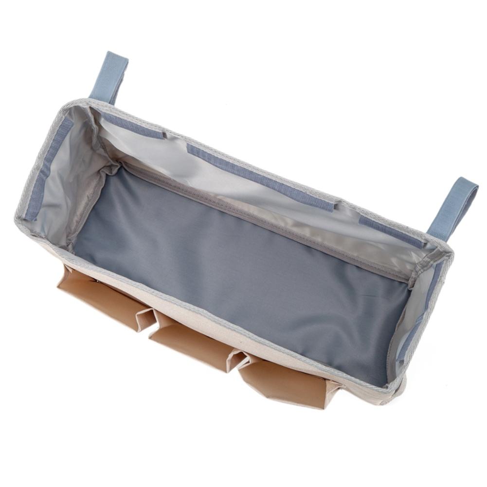 Bedside Hanging Organizer with 3 Large Pockets Sturdy Cotton Linen Material Waterproof Coating for Bedroom Office RV