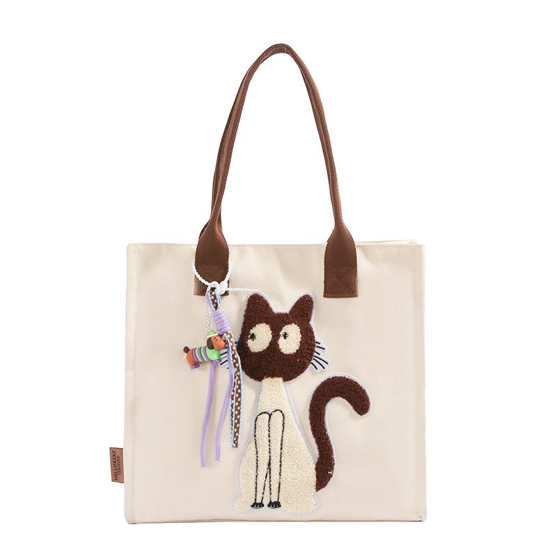 Korean Lazy Style Large Canvas Tote Bag - Fashionable, Versatile, High-End Women's Commuter Shoulder Bag