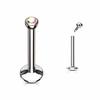 2X 2mm Multicolour Crystal Internal Thread Labret 6mm - 12mm Steel Ring Bar Ear Tragus Monroe Lip Stud Piercing