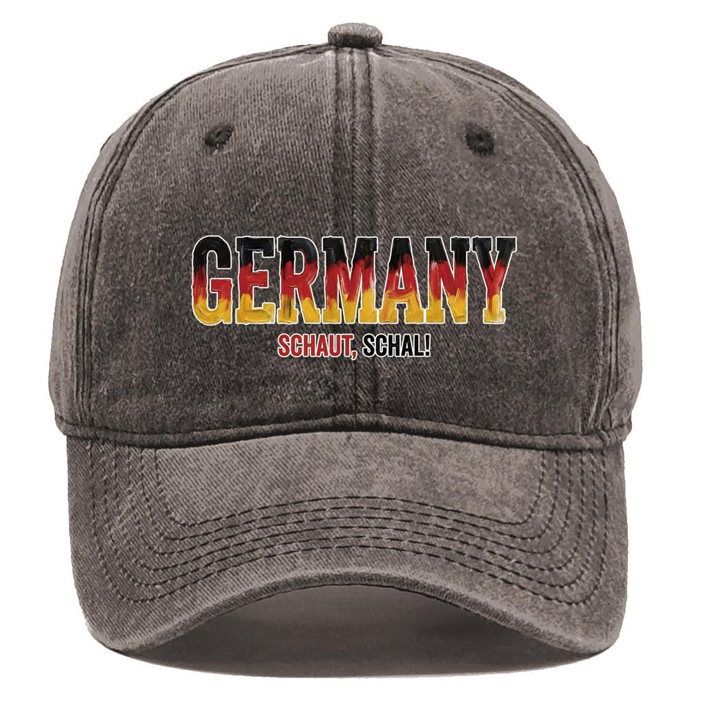 Baseball Hat With "GERMANY" "SCHAUT, SCHAL" Flag Printed , Adjustable Sun Hat Sporting Fashion Raw Brim Cozy Dad Hat