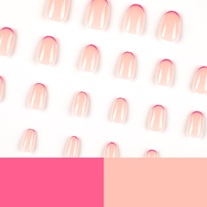 Wearable Pink French Tip Nail Art - Short Fake Nails