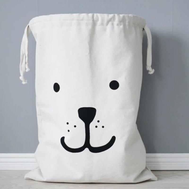 INS Стиль Детская Сумка для хранения игрушек одежды Панда Сонное Лицо Холщовый Органайзер на шнурке для Игровой комнаты Спальни Домашнего декора 898₽