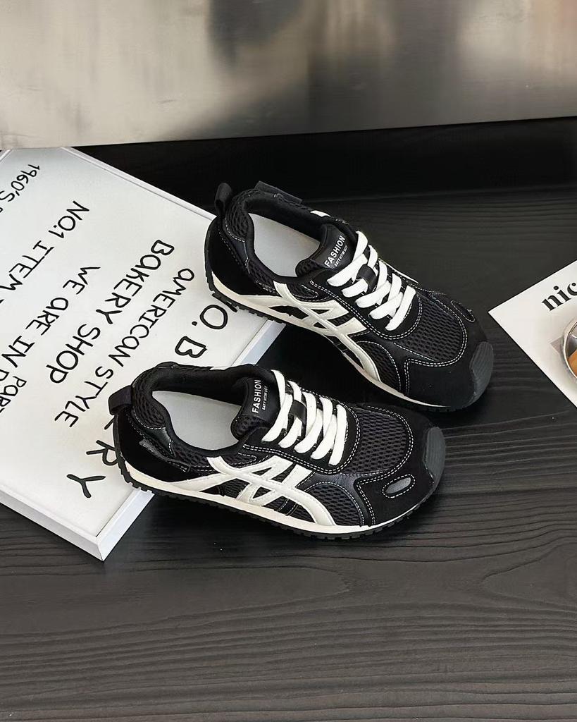 Trendy new matte women's autumn sports and leisure shoes mesh surface breathable flat bottom comfortable