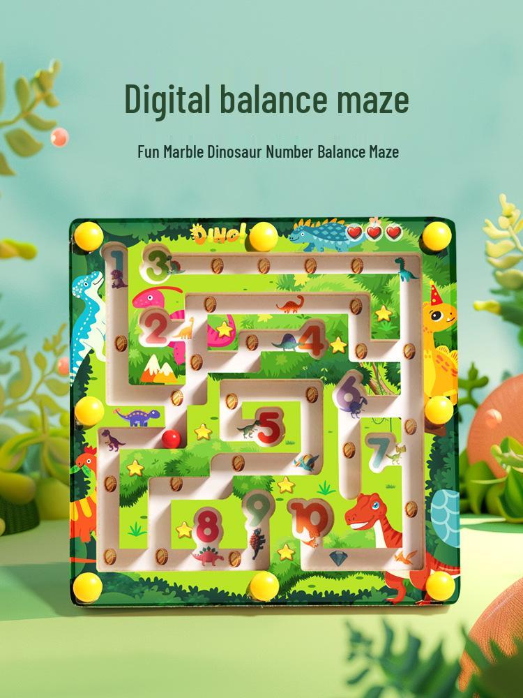 

Early Childhood Dinosaur Magnetic Maze: Wooden Puzzle for Fine Motor Skills & Color Recognition