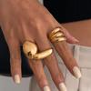 Ingemark 3er-Set Vintage Unregelmäßige Geometrische Offene Ringe für Damen Punk Goldfarbene Metall Fingerringe Eleganter Tägliche Schmuck Geschenk