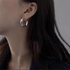 Silver Needle Geometric Heart Hoop Earrings - Retro & High-End Style for a Bold Look