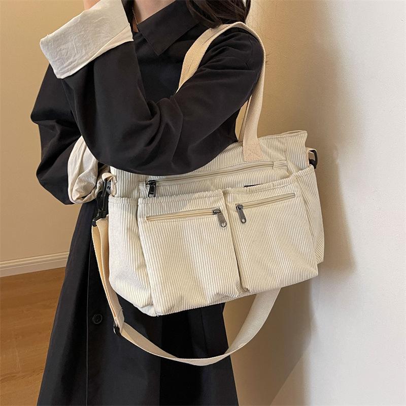Casual Corduroy Shoulder Bag Large Capacity Commuting Crossbody Bag Female Korean Simple Tote Bag For Women Gifts