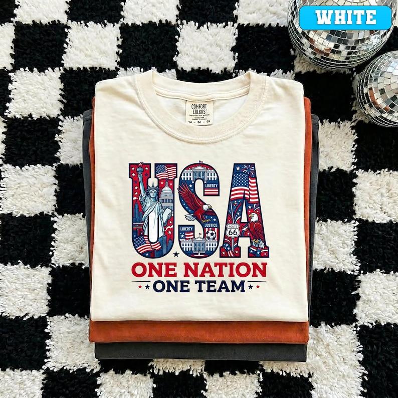 Comfort Colors - USA One Nation One Team Shirt, Patriotic American Soccer Fan Tee, World Cup 2026 USA Shirt, Fourth of July Sport Shirt XL