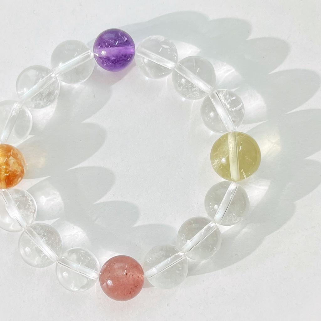 12Mm High Quality Natural White Crystal Citrine Amethyst Design Bracelet Bracelet