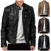 2025 Fashion Men Leather Jacket Mens Motorcycle PU Jacket Slim Fit Jackets Autumn New Zipper Windproof Leather Coat Men Clothing