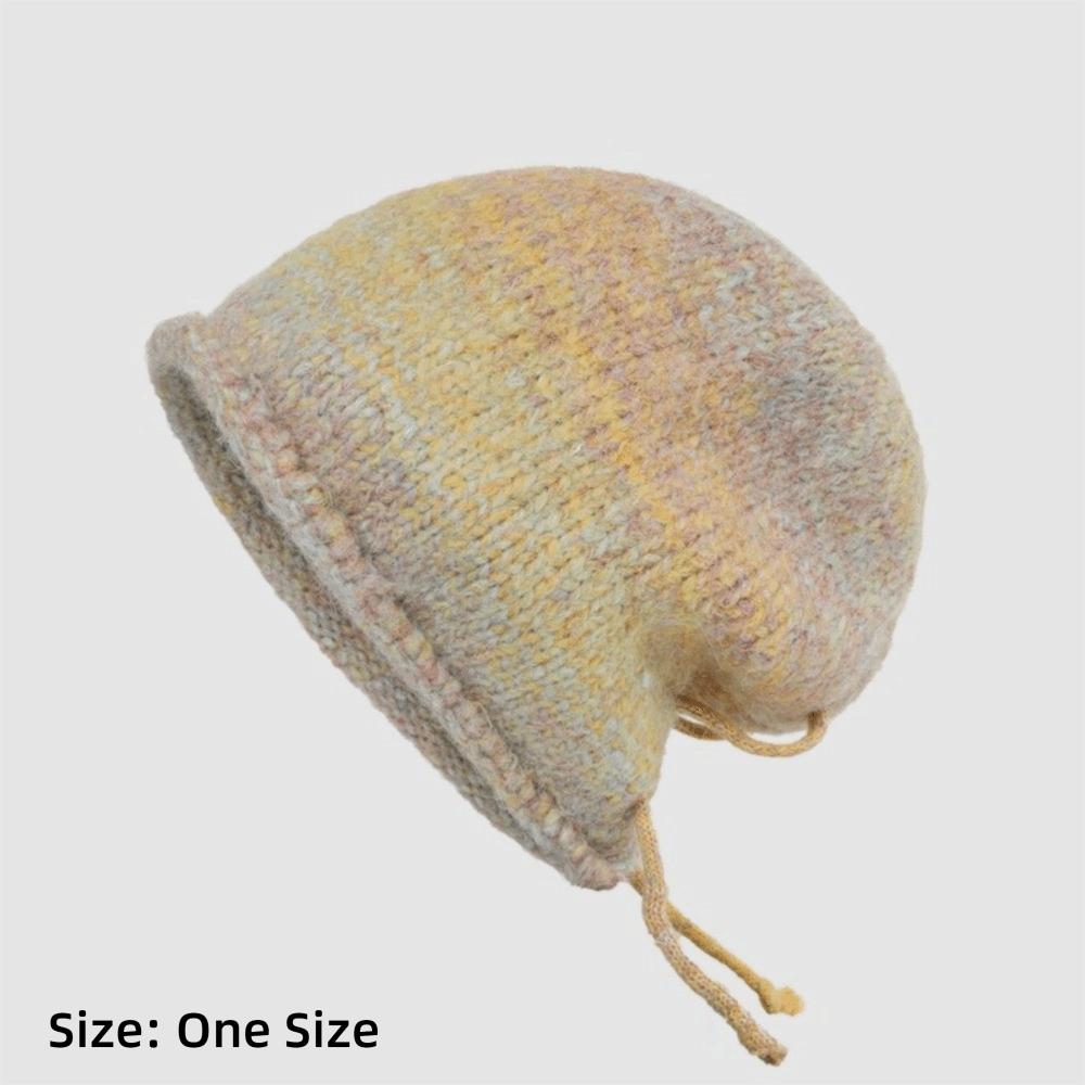 Gradient Color Bonnet Hat Large Size Drawstring Slouch Hat Fashion Beanies Skullies
