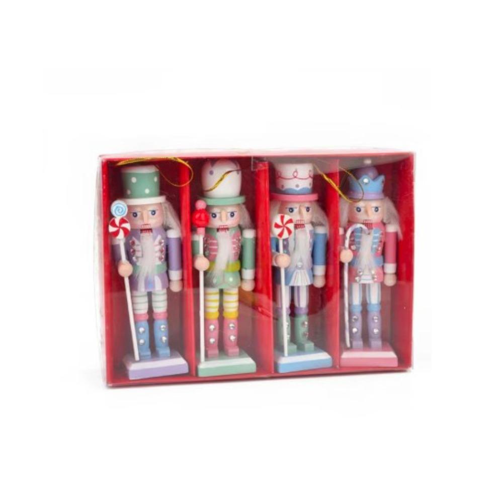 5Pcs/Set Glitter Nutcracker Puppet Ornament Wood Christmas Tree Decoration  Kid Gift