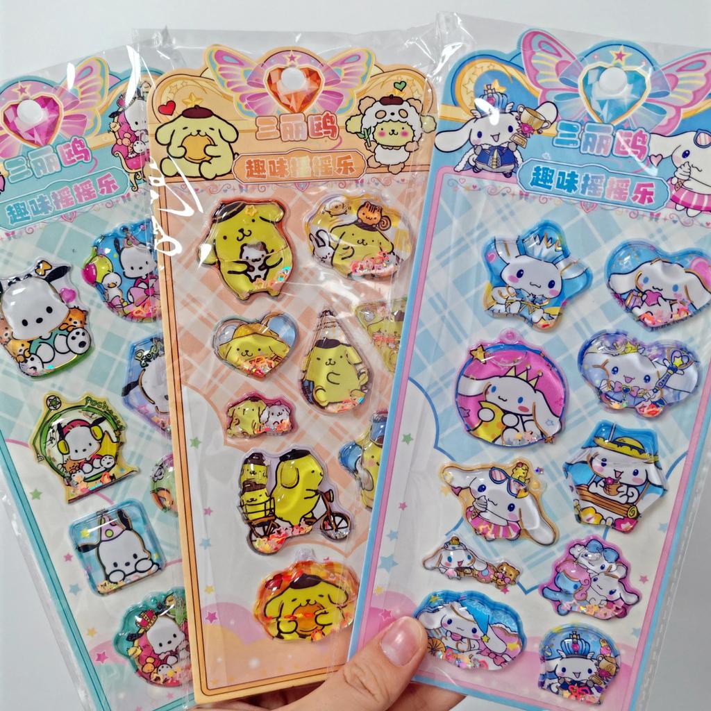 6Style Anime Kawaii Sanrio HelloKitty Kuromi 3D Shake Stickers Cute DIY Album Diary Handbook Decor School Student Stationery Toy
