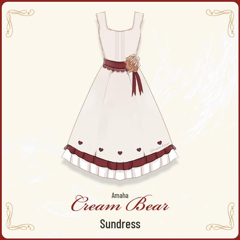 Elegant kremfarget bjørnedress i collegestil for jenter - Komplett sett