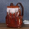 Genuine leather men's backpack real cowhide crocodile pattern casual large capacity travel bag new